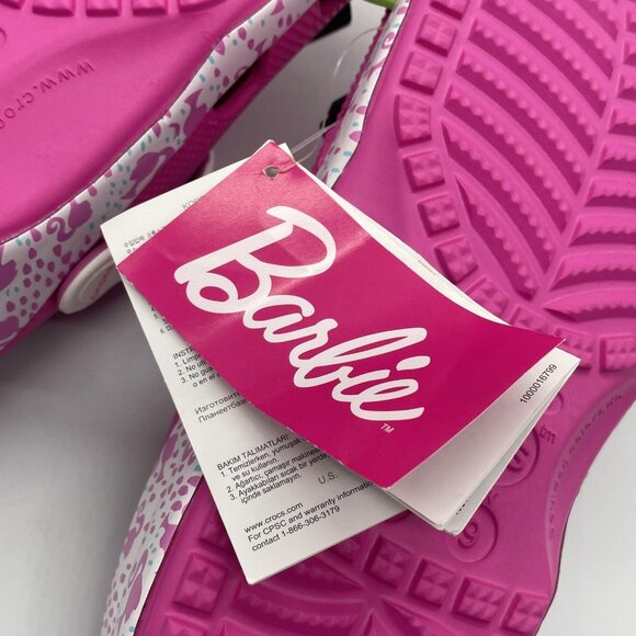 Crocs Barbie Classic Clog Shoes Womens Size 9 Mens 7 Pink Jibbitz Charms Limited - Picture 10 of 10